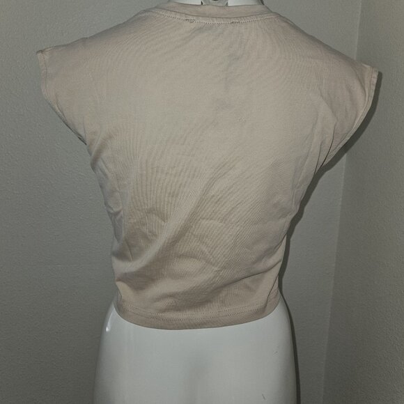 NWT Kagito Tan Tank Crop Top Cassette Tape Breakup Songs I Miss You Idiot Sz XS - Picture 6 of 14